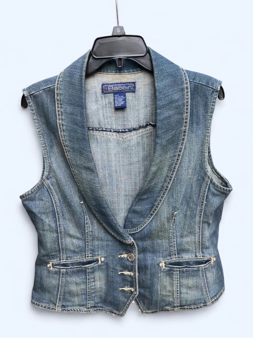 Baccini Women's Faded Blue Denim Vest